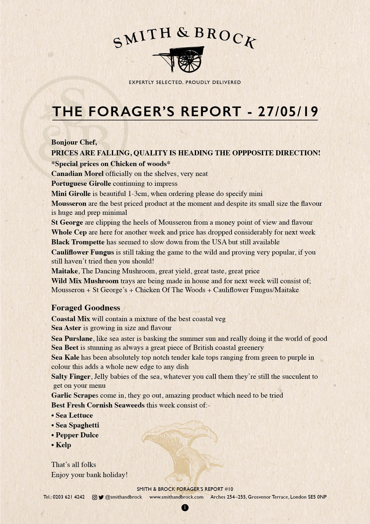 Smith&Brock Foraged Products Report 27 May 2019 10
